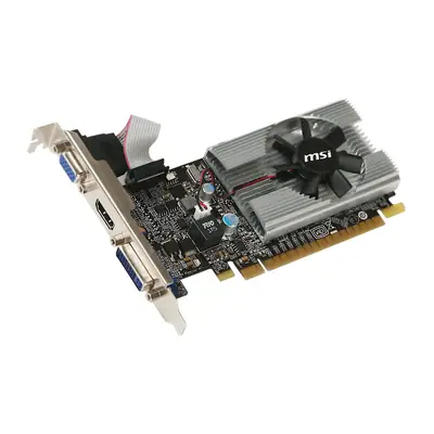 Vista lateral de Placa Video Pci-E 1Gb Geforce 210 Msi N210-Md1G/D3