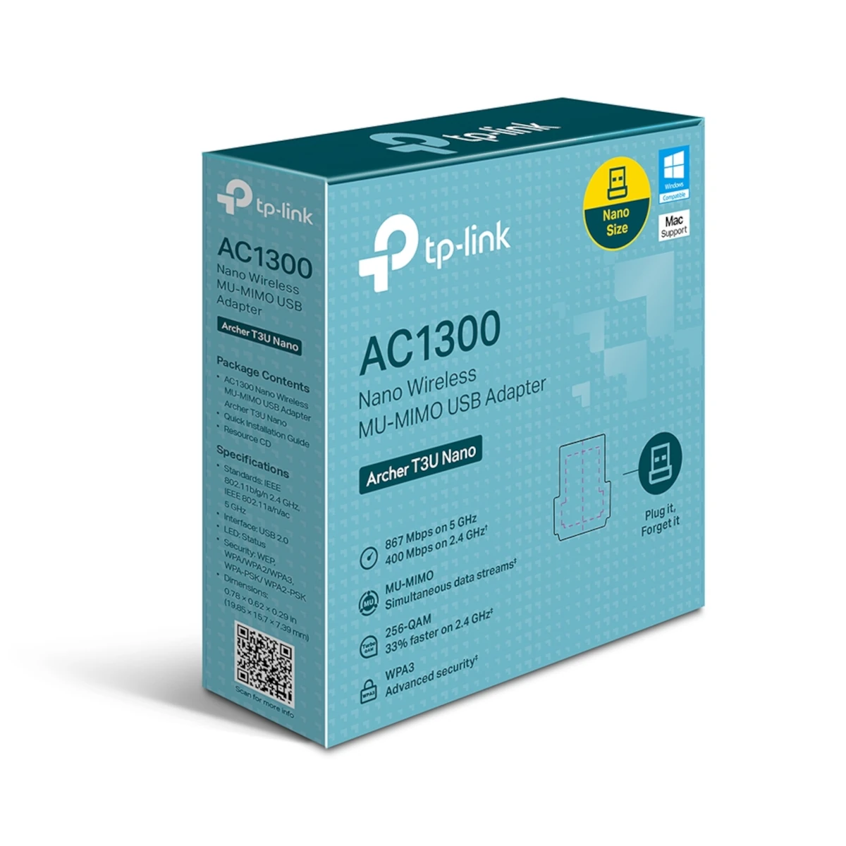 Detalles accesorios de Adaptador Wifi Usb Dual Band Tp-Link Archer T3U Nano Ac1300