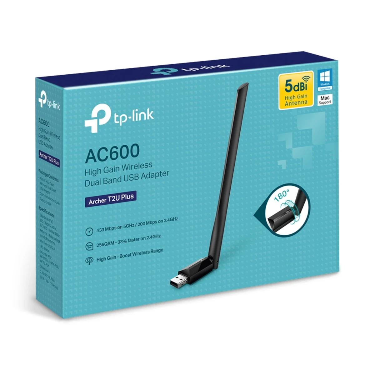 Detalles accesorios de Adaptador Wifi Usb Dual Band Tp-Link Archer T2U Plus Alta Ganancia Ac600