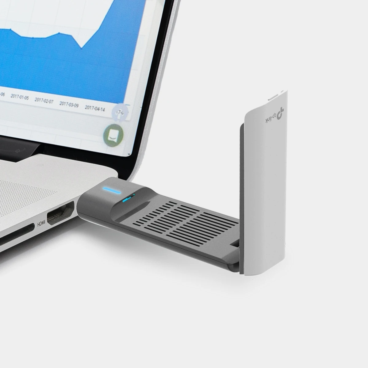 Vista lateral de Adaptador Wifi Usb Dual Band Tp-Link Archer Tx20Uh Ax1800 Wifi6 Hg