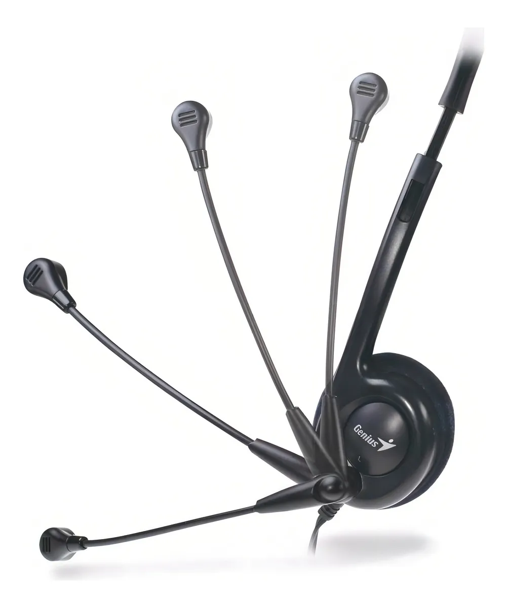 Vista lateral de Auricular Con Microfono Genius Hs-200C Black 2 Fichas Miniplug