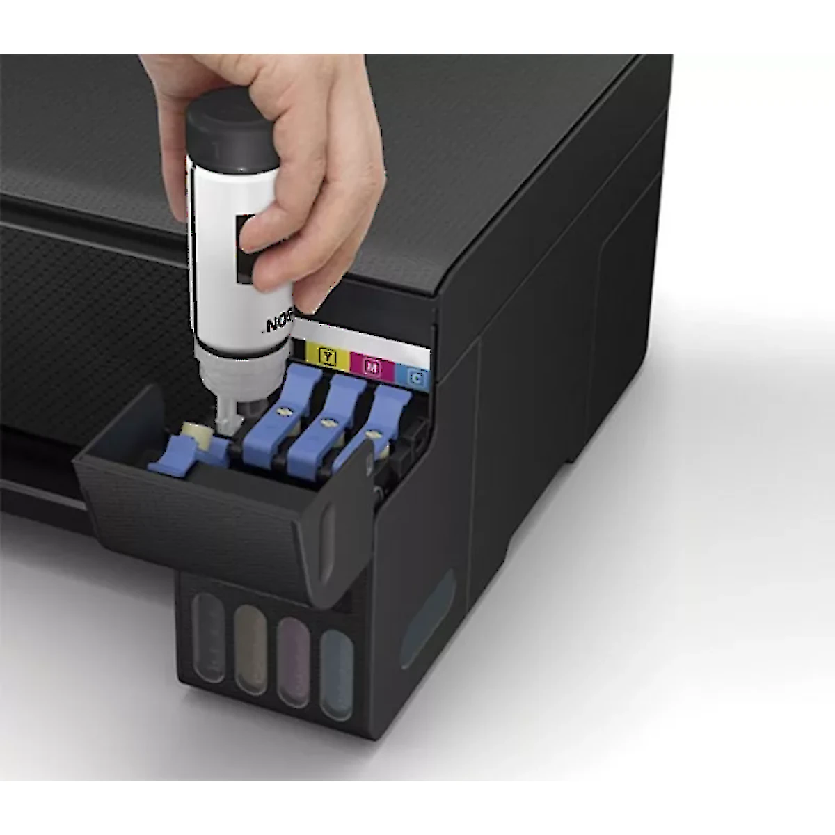 Vista lateral de Impresora Multifuncion Sistema Continuo USB Epson EcoTank L3210