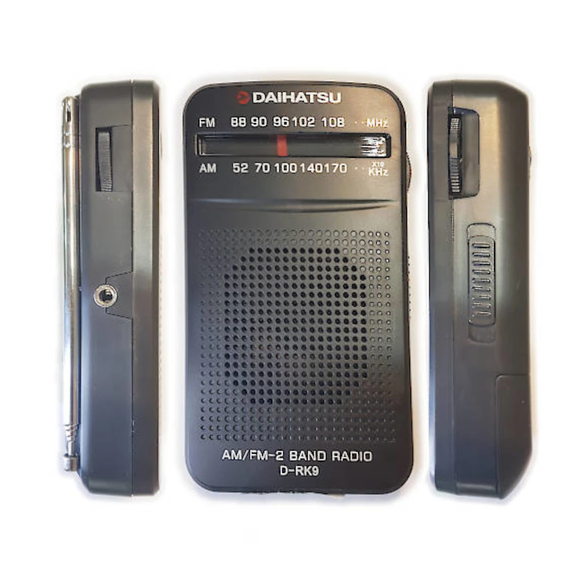 Vista lateral de Radio Portatil Am/Fm Daihatsu D-Rk9 2 Pilas Aa