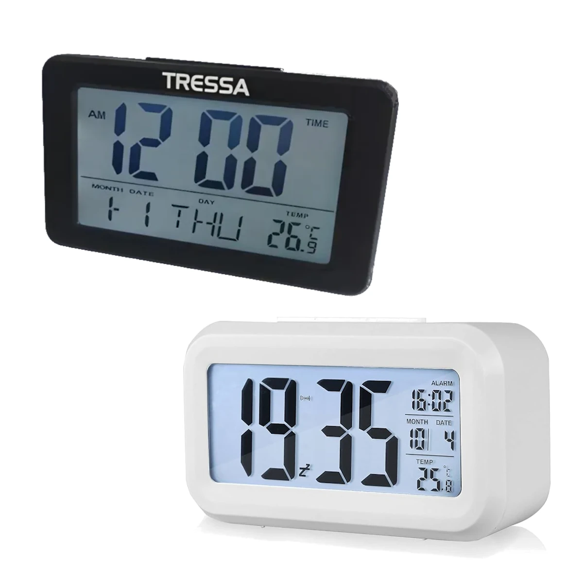 Detalles accesorios de Reloj Despertador Con Fecha Y Temperatura Tressa DD-715 Negro