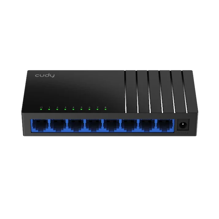 Vista lateral de Switch 8 Puertos Gigabit Cudy GS108D