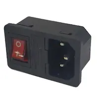 Ficha C14 Macho Tipo Interlock A Chasis Con Interruptor Y Portafusible
