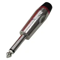 Conector Ficha Mono Plug 6,5 Macho Metal Alta Calidad Plateado Aro Rojo Conector Ficha Mono Plug 6,5 Macho Metal Alta Calidad Plateado Aro Rojo