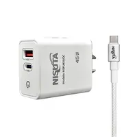 Cargador 45W Usb-C Pd + Usb-A Qc Carga Rapida Nisuta con Cable USB-C