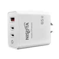 Cargador 65W Usb-C Pd X 2 + Usb-A Qc Carga Rapida Nisuta Sin Cable
