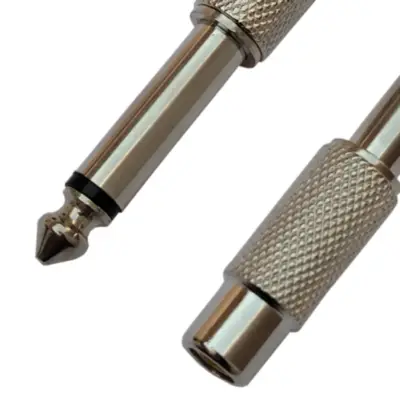 Detalles accesorios de Adaptador Plug 6,5 Mono Macho A Rca Hembra Metalico