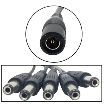 Vista lateral de Adaptador Dc Hueco 5,5 X 2,1 Mm Hembra A 5 Machos (Pulpito)