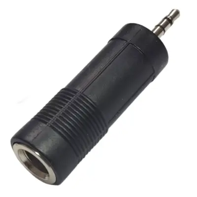 Vista lateral de Adaptador Miniplug 2,5 Estereo Macho A Plug 6,5 Estereo Hembra