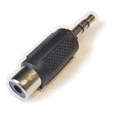 Vista lateral de Adaptador Miniplug 3,5 Estereo Macho A Rca Hembra