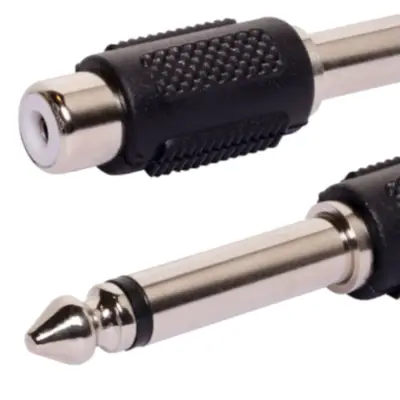 Detalles accesorios de Adaptador Plug 6,5 Mono Macho A Rca Hembra Plastico