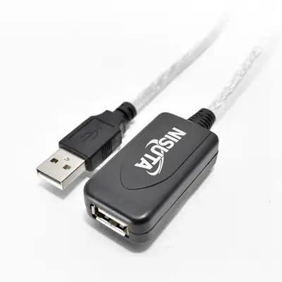 Vista lateral de Cable Usb 2.0 A/A Macho-Hembra Extension 5 Mts Amplificado Nisuta