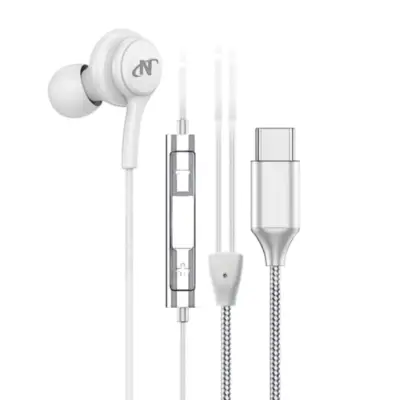 Vista lateral de Auricular C/Mic P/Celular Con Conector Tipo C NISUTA Negro