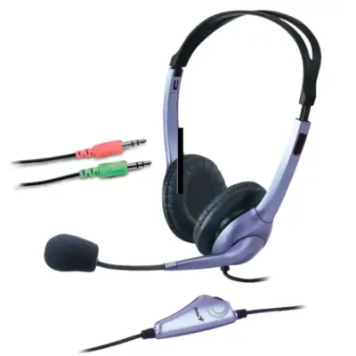 Auricular Con Microfono Genius Hs-04S c/ Control Volumen 2 Fichas Miniplug