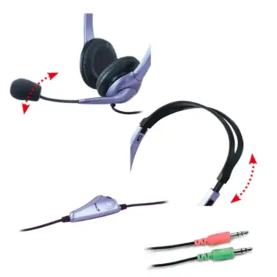 Detalles accesorios de Auricular Con Microfono Genius Hs-04S c/ Control Volumen 2 Fichas Miniplug