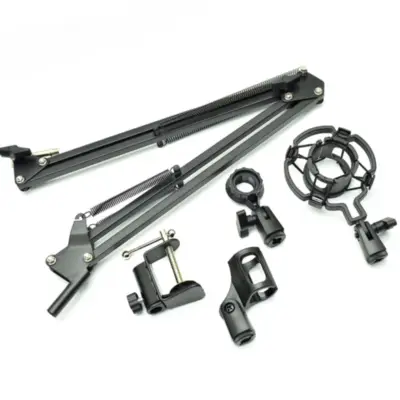 Vista lateral de Brazo metalico plegable para microfono