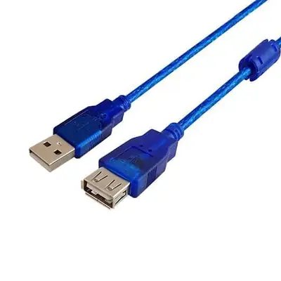 Vista lateral de Cable Usb 2.0 A/A Macho-Hembra Extension 3 Mts Azul