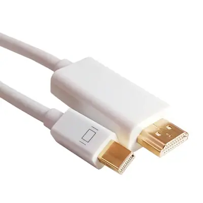 Vista lateral de Cable Mini Displayport Macho - Hdmi Macho 1,5 Mts 1080P 60Hz Blanco