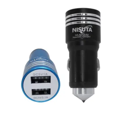 Vista lateral de Cargador Para Auto 12/24V Usb 5V 3,1A 2 Salid V/Colores