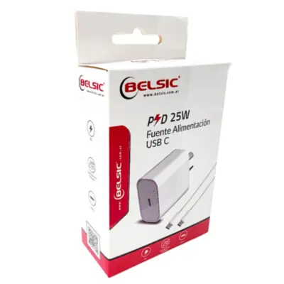 Detalles accesorios de Cargador 25W Usb-C Carga Rapida Pd Belsic Con Cable