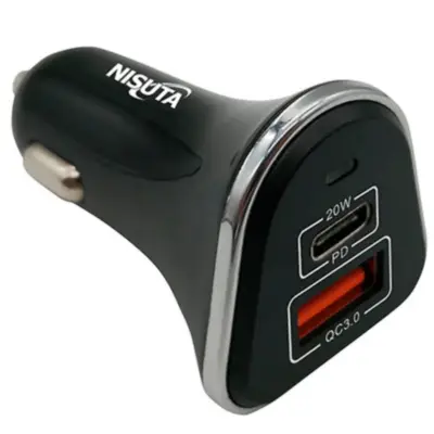 Detalles accesorios de Cargador Para Auto 12/24V Carga Rapida 2 Salidas C (Pd20W) + A Qc 3.0 3A Negro