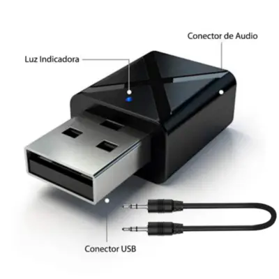 Receptor Y Emisor De Audio Via Bluetooth A Miniplug Stereo 3.5Mm Usb