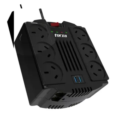 Vista lateral de Estabilizador De Tension 1200 Va 600W Forza Fvr-1202USB-A
