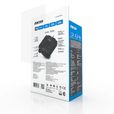 Detalles accesorios de Estabilizador De Tension 1200 Va 600W Forza Fvr-1202USB-A