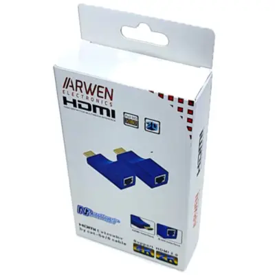 Vista lateral de Alargue Extension Hdmi Macho - Macho Por Cable Utp Cat 5E / 6 Rj45 Hasta 20 Mts