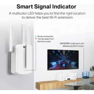 Detalles accesorios de Extensor Repetidor Wifi 300 Mbps Mercusys MW300RE