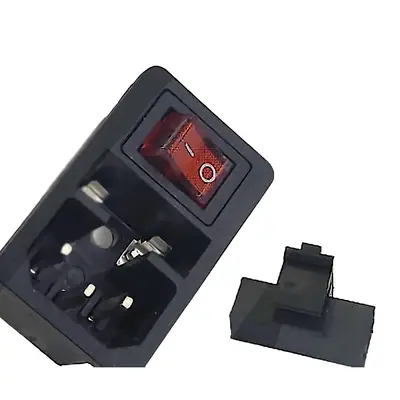 Detalles accesorios de Ficha C14 Macho Tipo Interlock A Chasis Con Interruptor Y Portafusible