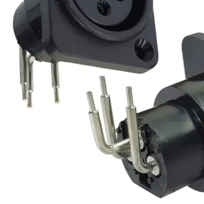 Detalles accesorios de Ficha Canon 3 Pines Hembra Chasis Cuadrado Negro