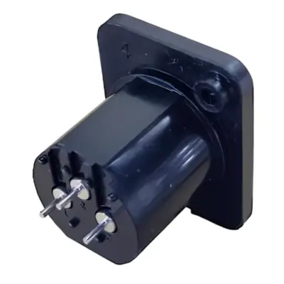 Vista lateral de Ficha Canon 3 Pines Macho Chasis Cuadrado Negro