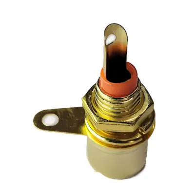 Conector Ficha Rca Hembra Metal Dorada Rosca Chasis Negro