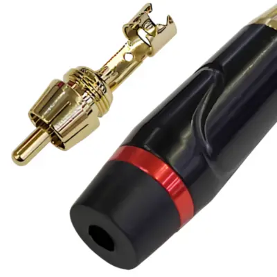Detalles accesorios de Conector Ficha Rca Macho Metal Alta Calidad Aro Rojo