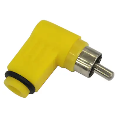 Conector Ficha Rca Macho 90 Grados Plastico Amarillo
