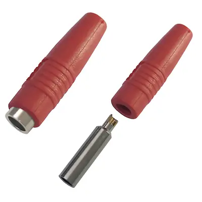 Detalles accesorios de Ficha Banana Hembra Jack A Cable Rojo