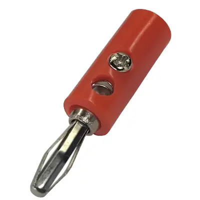 Ficha Banana Plug Macho Con Tornillo Rojo