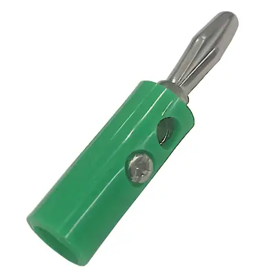 Vista lateral de Ficha Banana Plug Macho Con Tornillo Verde