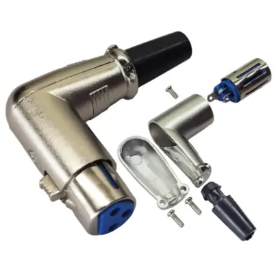 Detalles accesorios de Ficha Canon 3 Pines Hembra A Cable 90 Grados
