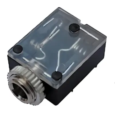 Vista lateral de Conector Ficha Miniplug 3,5 Jack Hembra Estereo Plastico P/Circ Con Corte Y Acrilico