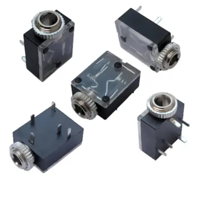 Detalles accesorios de Conector Ficha Miniplug 3,5 Jack Hembra Estereo Plastico P/Circ Con Corte Y Acrilico