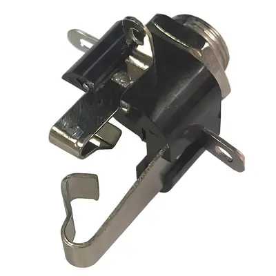 Vista lateral de Conector Ficha Estereo Jack 6,5 Hembra Plastico Abierta Chasis S/Corte Rosca