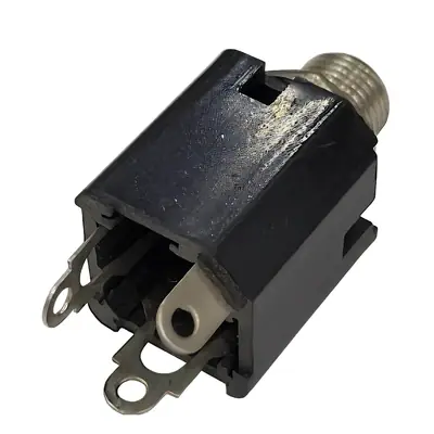 Vista lateral de Conector Ficha Estereo Jack 6,5 Hembra Plastico Chasis S/Corte Rosca