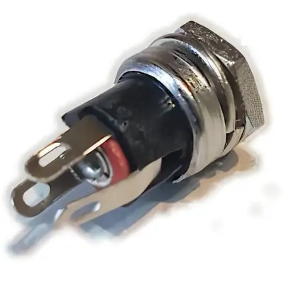 Vista lateral de Ficha Dc Hueco 5,5 X 2,1 Mm Jack Hembra Chasis Rosca Delantera C/Corte