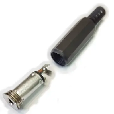 Vista lateral de Conector Ficha Miniplug 3,5 Jack Hembra Mono Plast