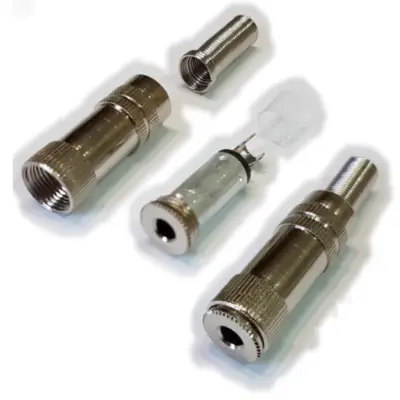 Detalles accesorios de Conector Ficha Miniplug 3,5 Jack Hembra Mono Metal Plata